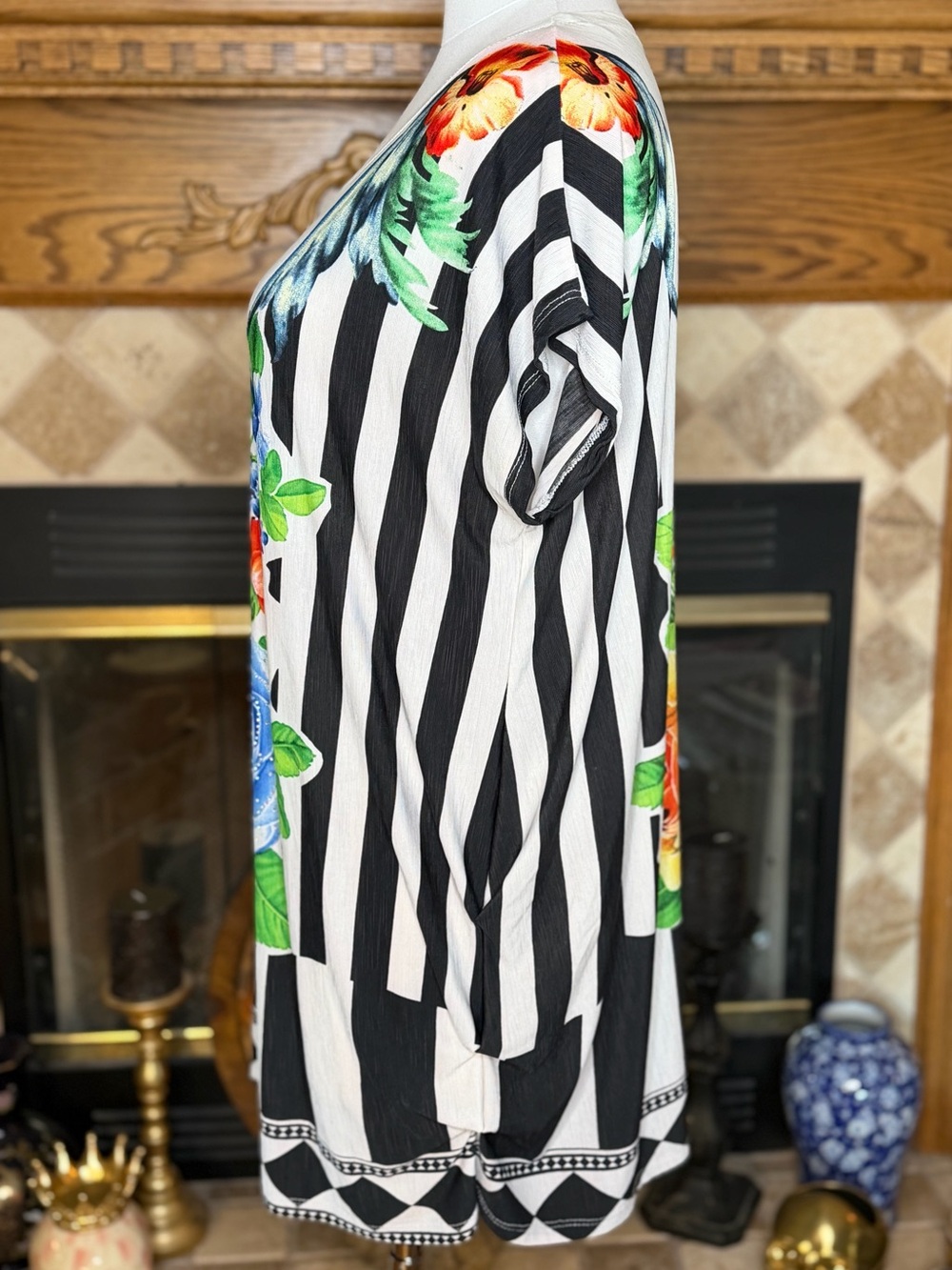 Gabriel Ye Women's Floral Stripe Tunic Top - Floral Multicolor Women’s M/L - Picture 5 of 13